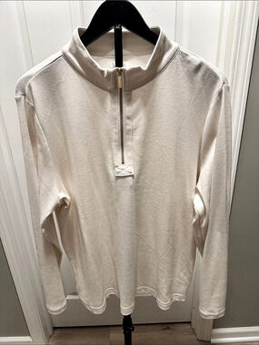 Croft & Barrow Quarter-Zip Pullover Sweatshirt Cream XXL
